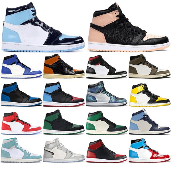 

jumpman 1 1s mens basketball shoes obsidian mocha unc fearless travis scotts turbo green chicago sports trainers sneakers eur 5.5-12, White;red