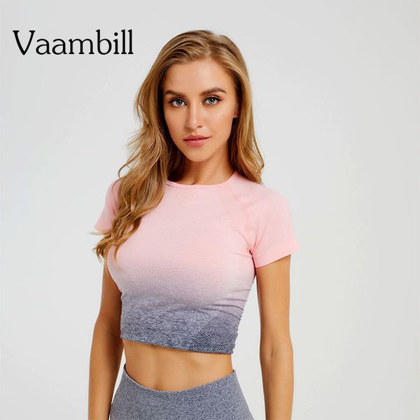 

sports wear tshirt woman seamless sport gym t-shirt crop yoga fitness workout for women short sleeve shirt sportswear, White;red