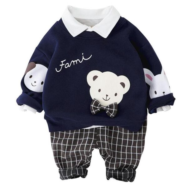 

baby clothing set for boys girls cute spring autumn casual clothes set long sleeve cotton hoodie + pants 2pcs sport suit, White