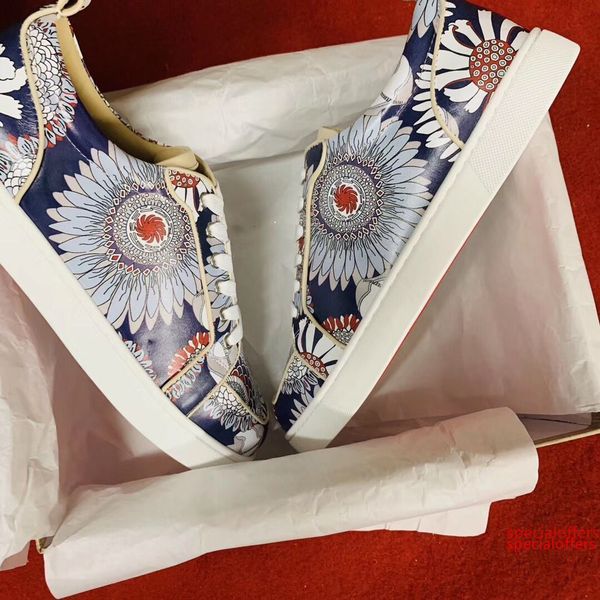 

2019 designer red bottom shoes sneakers orlato sunflower fabric genuine leather and denim,fashion men s high/low cut trainers c20 t18, Black