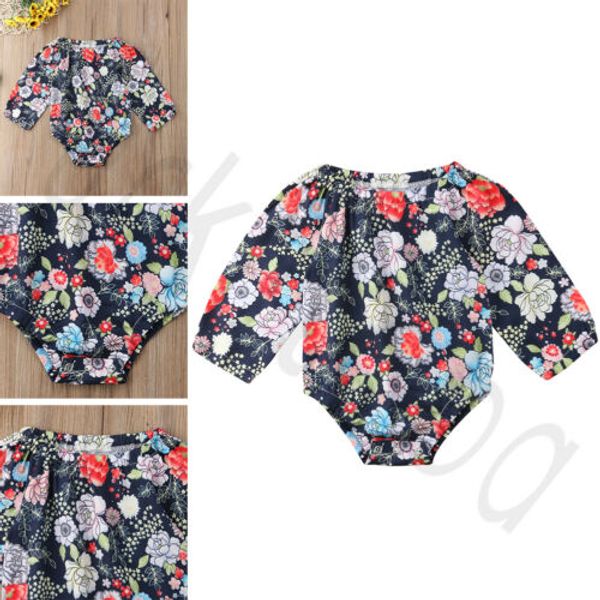 

fashion toddler baby girls clothes outfit long sleeve romper jumpsuit bodysuit, Blue