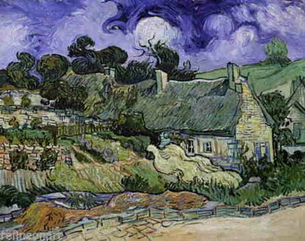 

vincent van gogh thatched cottages in cordeville home wall art decor handcrafts /hd print painting on canvas wall art canvas pictures 190907
