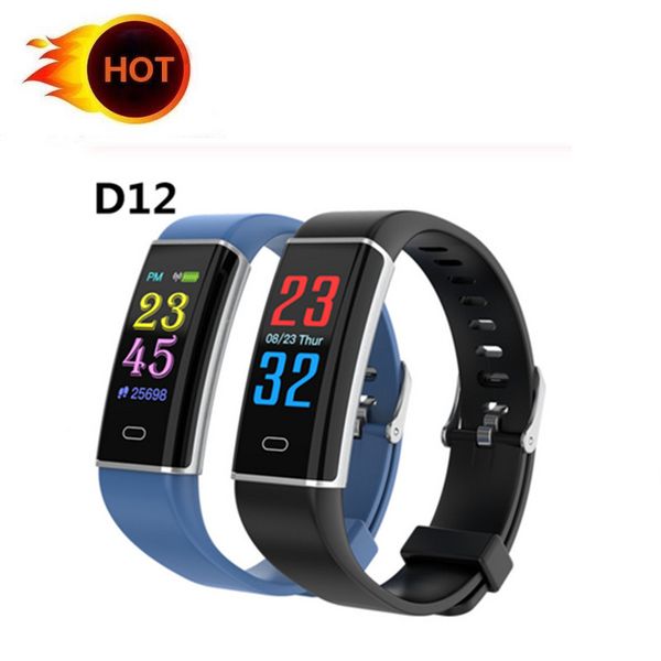 

d12 smart bracelet heart rate blood pressure sleep monitor multiple sport modes color screen bluetooth 4.0 for android ios