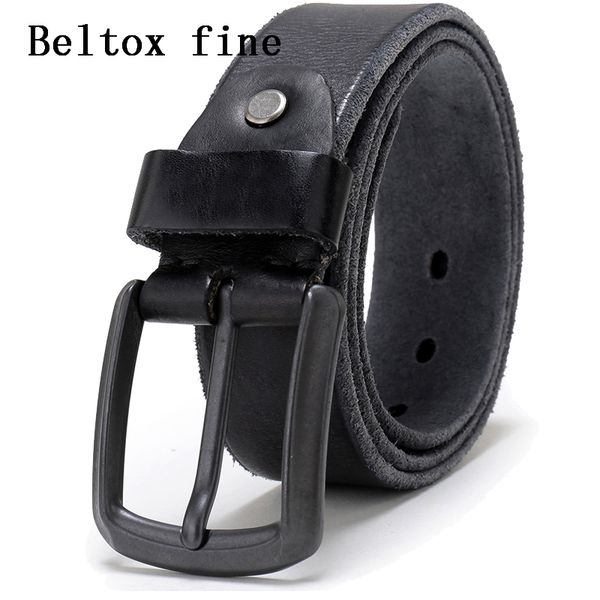 

men's full grain 3.8cm wide italian cow leather belt with anti-nickel buckle mens belts luxury big and tall 28-58 inch, Black;brown