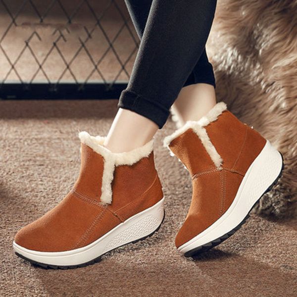 

women toning snow boots winter warm paltform new plus velvet non-slip female sneakers light weight cotton, Black;yellow