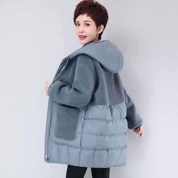 

plus size cotton coat women's mid-length korean version of loose thick cotton clothingwinter jacket loose hooded ladies clothes, Black