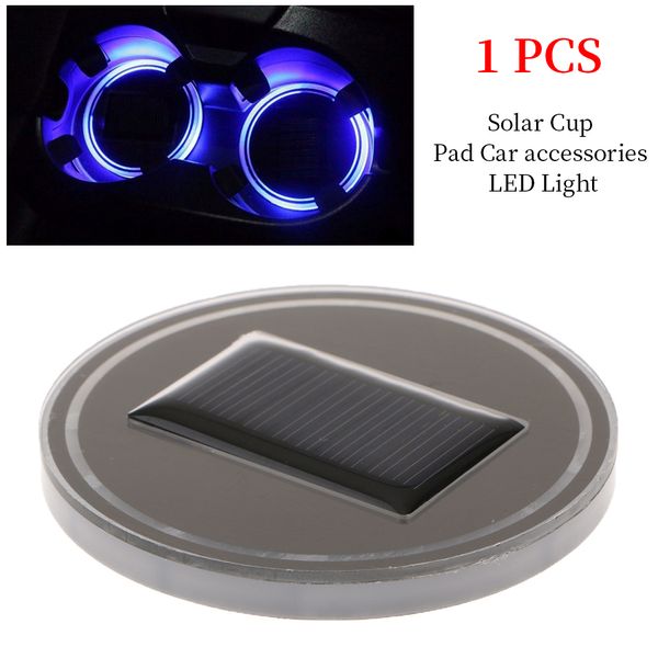 

solar car cup holder with led light bottom mat pad cover atmosphere lamp bottle drinks automotive interior car styling