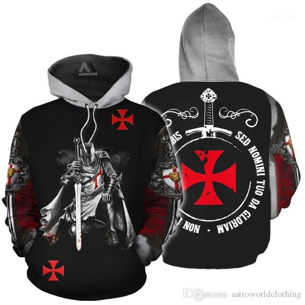 

mens hoodies long sleeve fashion hooded teenager sweatshirts spring male clothing knights templars designer, Black