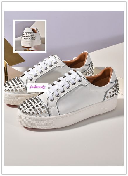 

new arrival krystal spike sock donna flat sneakers designer luxury mens red bottoms shoes womens rivet flat shoes size 35, Black