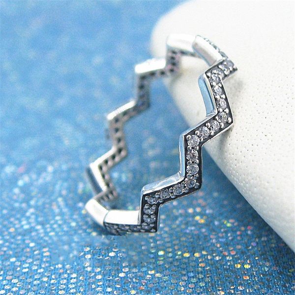 

925 sterling silver rings for women shimmering zigzag ring, clear cz europe lady jewellery factory wholesale, Slivery;golden