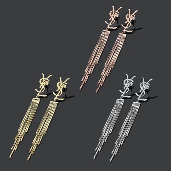 

2019 factory whole ale fa hion de ign brand titanium teel ro e gold ilver letter ta el dangle drop earring for women girl