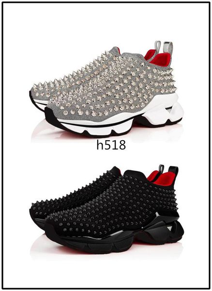 

brand designer shoes spike sock donna studded spikes sneakers red bottom mens womens spikes training shoes 4, Black