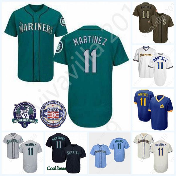 

11 Edgar Martinez 2019 Hall Of Fame Seattle Big & Tall Number Retirement Patch Mariners Mens Baseball Jerseys Size S-6XL