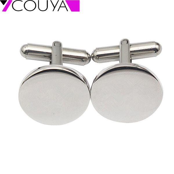 

316l stainless steel fashion round cuff links blank for man, Silver;golden
