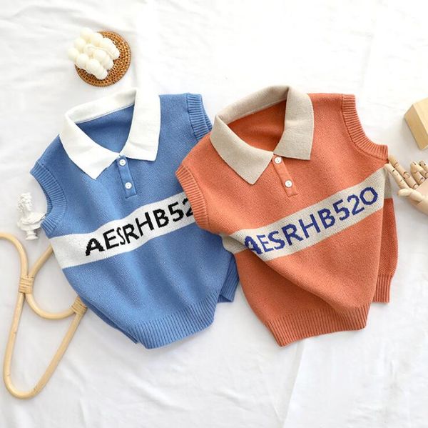 

2020 new girls boys knitted sweater spring fashion kids vest 1-6 years hj385, Blue