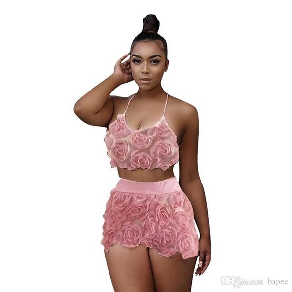 

женщины лоскутное 2 шт. брюки модельер шорты набор женщин холтер кружева костюмы повседневная одежда, White