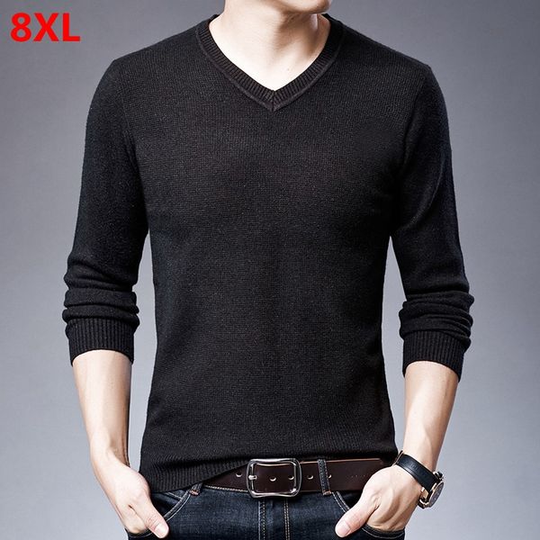 

oversized casual solid color bottoming shirt plus size xl sweater v-neck male loose sweater pullover, White;black