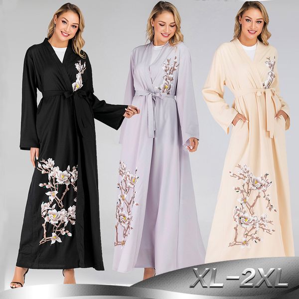 

open abaya turkey kaftan robe dubai kimono cardigan muslim hijab dress caftan qatar oman arab islamic clothing abayas for women, Red
