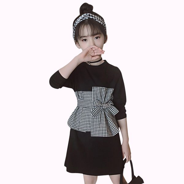 

spring girls dress 2019 dress for girls party kids dresses girl patchwork long sleeve kids clothing 6 8 12 years girl clothes, Red;yellow