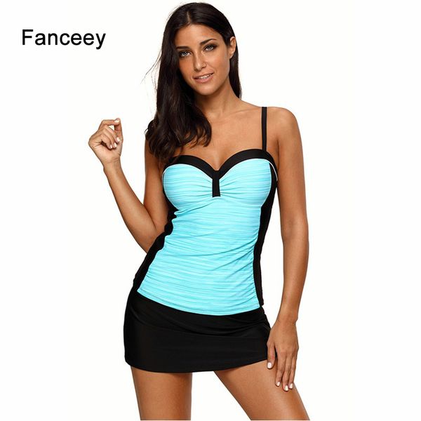 

fanceey two piece swimsuit women tankinis women 2019 skirted two piece swimsuit for swimwear plus size, White;black