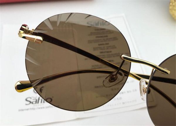 

classic fashion german metal eyewear quality frameless series design uv400 uv protective retro sunglasses 6009 cppdl, Slivery;brown