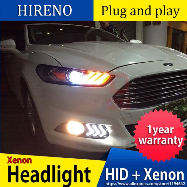 

car head lamp for mondeo for fusion 2013 2014 2015 headlights led fusion headlight drl double beam lens bi-xenon hid front
