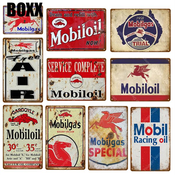 

mobil racing oil metal signs mobiloil mobilgas vintage poster for pub bar car garage gas station decor wall painting plaque