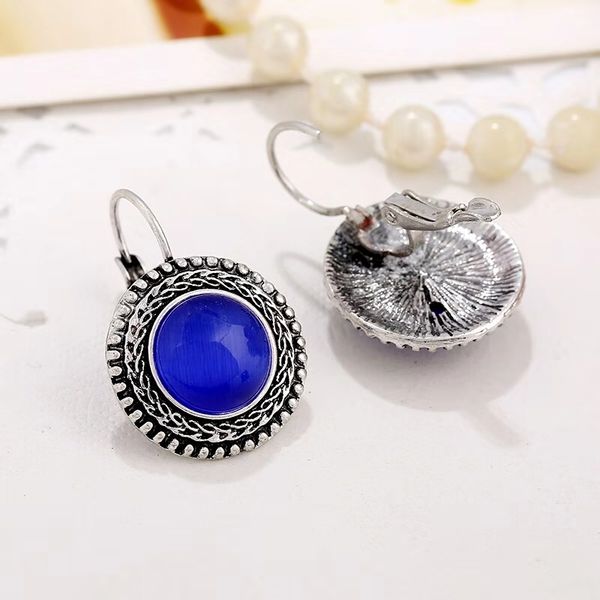 

fashion-charm earrings retro opal french buckle ear jewelry four colors purple black blue gray hipping, Golden