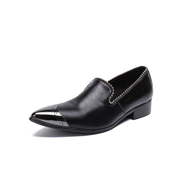 

men black dress leather shoes formal business leather shoes metal pointy toe party