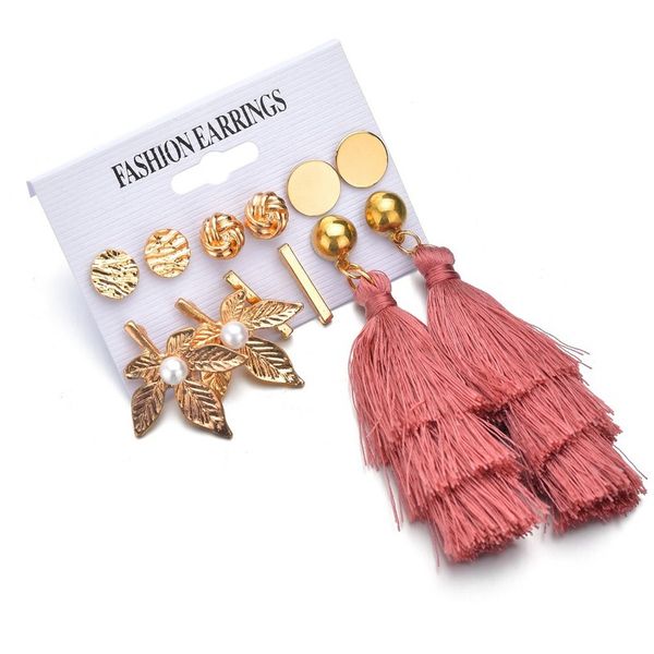 

2019 tassel acrylic earrings for women bohemian earrings set big geometric drop earring brincos female diy fashion jewelry, Golden;silver