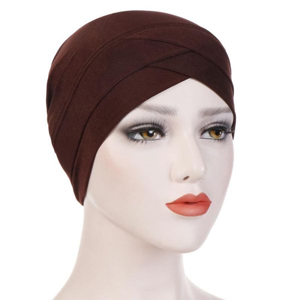 

cover muslim turban solid casual fashion elastic cloth women hats elegant portable shopping home cross forehead hair accessories, Blue;gray