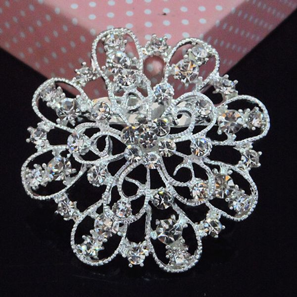 

bride bridal bouquet brooch plate with silver rhinestone set plain, Gray