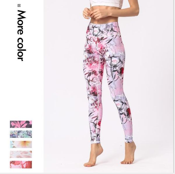 

yoga pants digital printing jacquard hip high waist fitness running exercise bottoms nine-minute pants, White;black