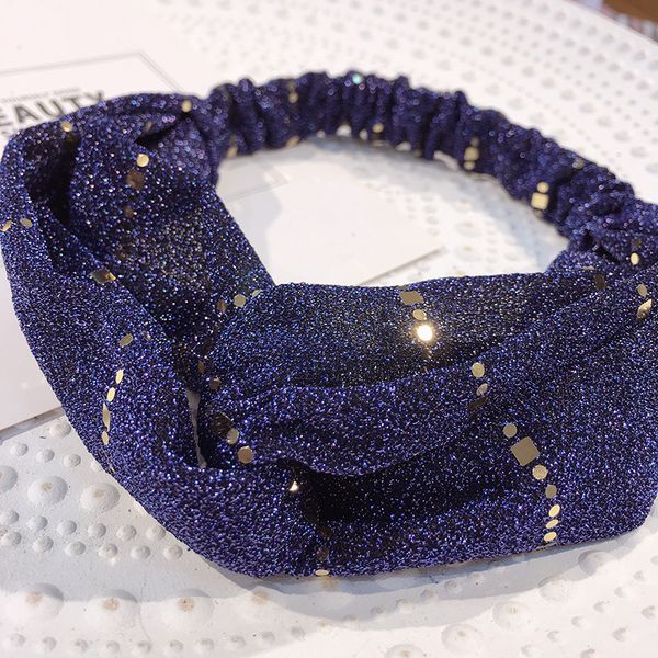

new fashion women glitter metal colors cross knot bow hairbands personality trendy stretch headbands wide headwraps