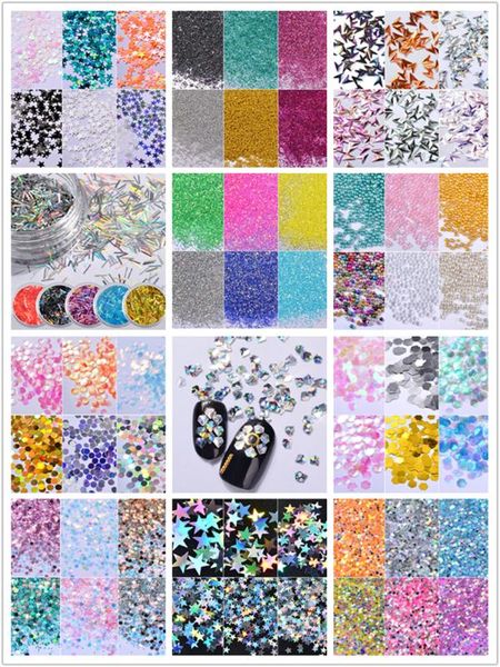 

stickers & decals nu-taty explosion color nail glitter powder sequins polish accessories 12 styles and 6 in one, Black