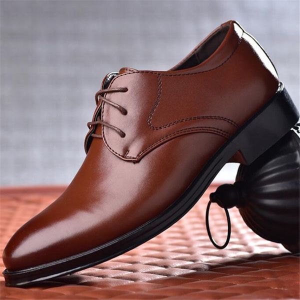 

business luxury oxford shoes men breathable pu leather shoes rubber formal dress male office party wedding mocassins, Black