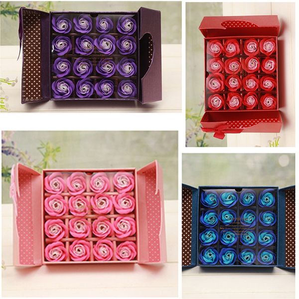 

16pcs scented rose flower petal bouquet gift box soap rose gift for valentine's day wedding party favor