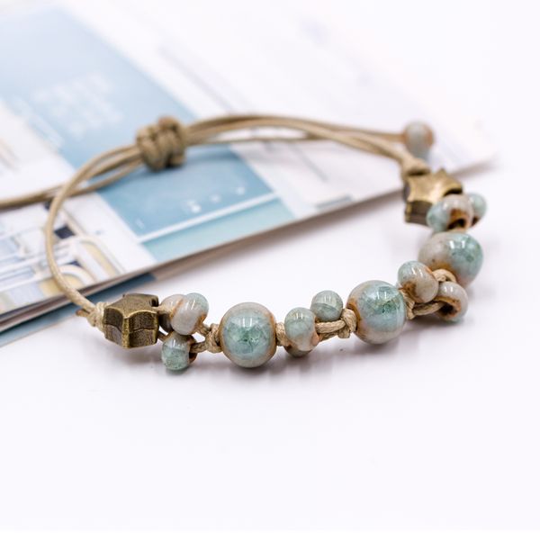 

retro style ceramic diy handmade women's gift bracelets bracelets&bangles for woman ladies wholesale #1101, Black