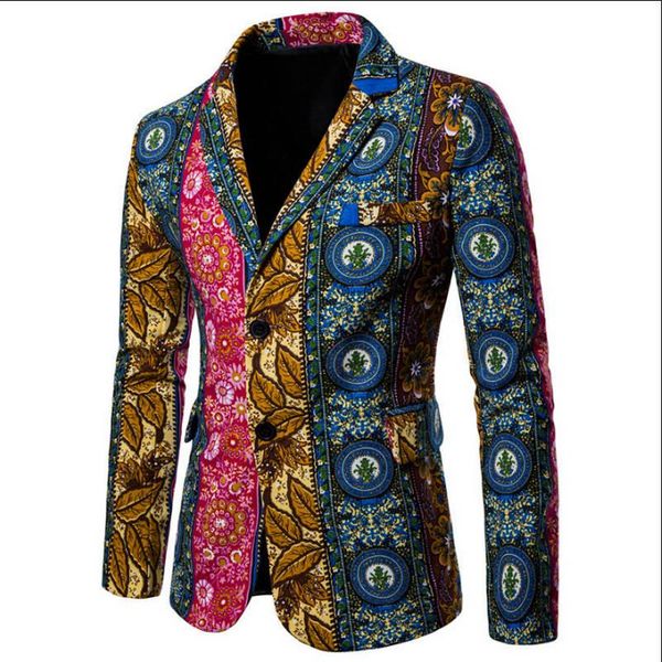 

2019 blazer de flores para hombre nueva chaqueta de traje lino otoo casual macho un solo pecho talla m-4xl, White;black