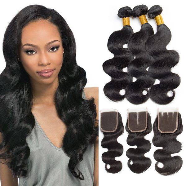 Body Wave Brazilian Virgin Hair Bundles With Closures 7a