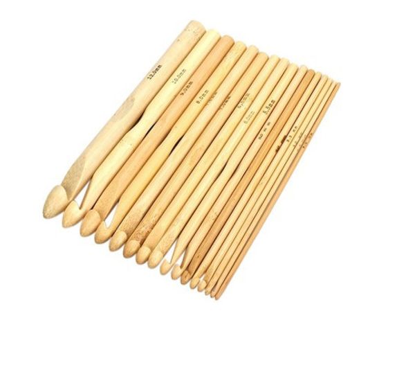 

2019 new arrival 16 sizes set 6" bamboo knitting weave needle crochet hooks craft tool 2.0-12.0mm sale