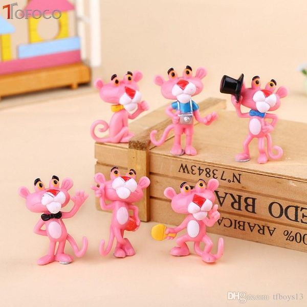 

brandnew mini pink panther action figure toys 4.5cm pvc animals model collection toys for children birthday party cake decor girl gift dolls