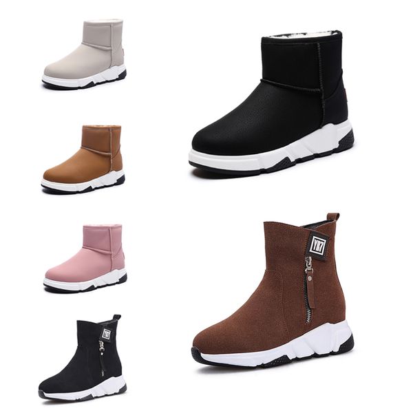 

2019 new non-brand моды женщин сапоги тройной черный красный бежевый коричневый замша зима снег ботильоны на открытом воздухе обувь для ходь, Black