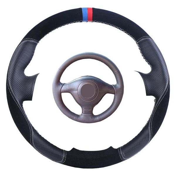 

suede leather car steering wheel cover for golf 4 b5 1996-2003 seat leon 1999-2004 polo 2002/custom steering wrap braid