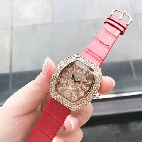 

топ мужские часы часы моды полный алмазов черепа циферблат кожаный ремешок для мужчин лучший подарок валентайн orologio ди lusso дропшиппинг, Slivery;brown