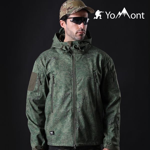 

yomont soft shell tactical waterproof hoodie jacket outdoor sports hiking hunting army training down jacket, Black;brown