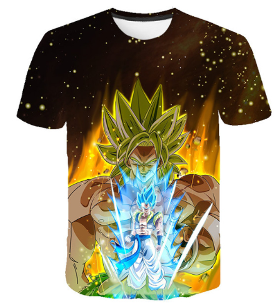 

мода аниме dragon ball вегета супер саян гоку футболка 3d печати мужчины / женщины унисекс лето круглый воротник с коротким рукавом повседне, White;black