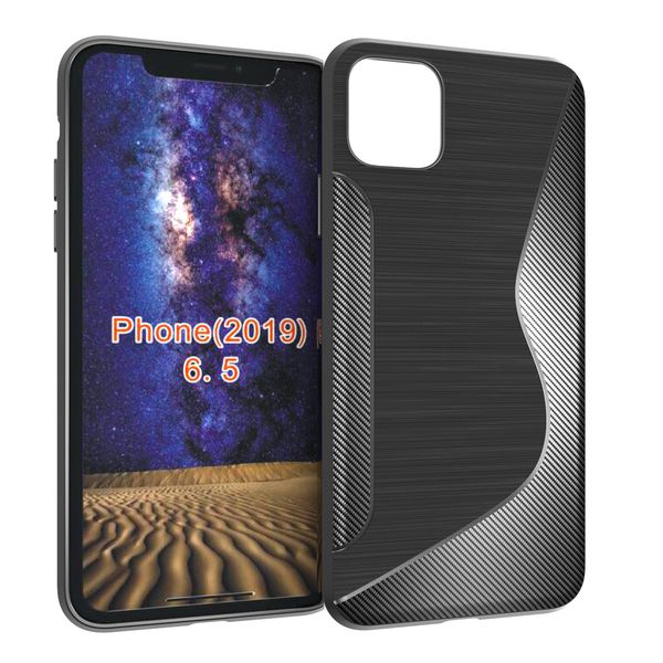 

s line carbon fiber tpu gel skin cover soft shockproof case for iphone 11 pro max 6.5"