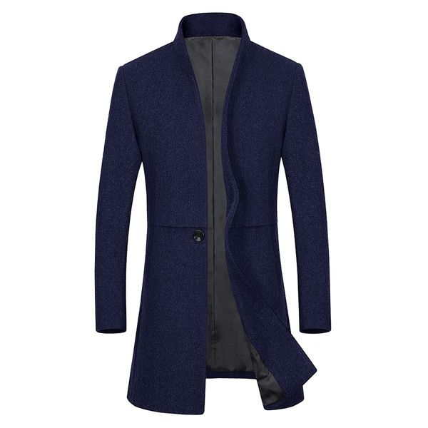 

new pure color mens winter long-sleeved woolen coat size 3xl high-end business casual dress coats men, Black