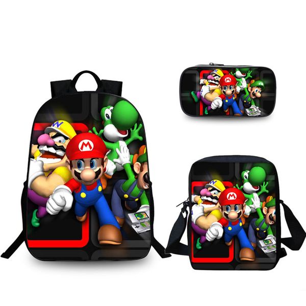 

new suit game mario bros sonic printing kids school backpack for teenagers boys cartoon children school bags girls bookbag